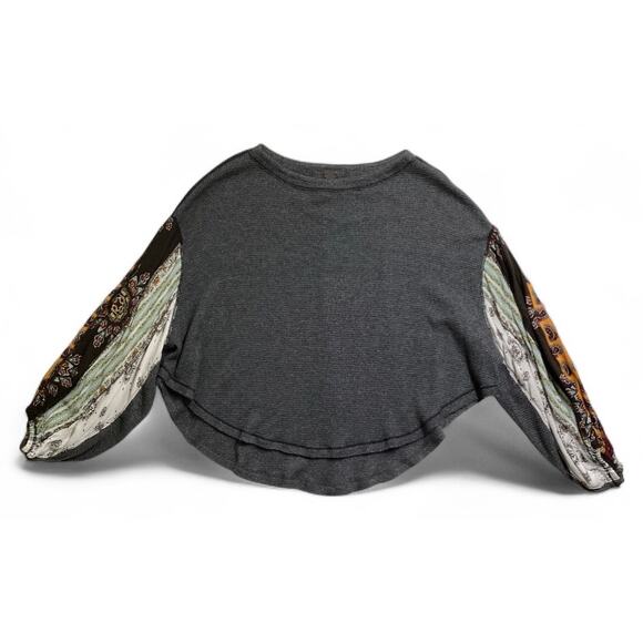 Free people blossom Puff sleeve waffle knit sz SP grey - Picture 3 of 7